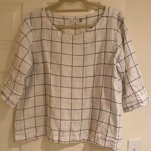 Not Perfect Linen Large Check Top S/M